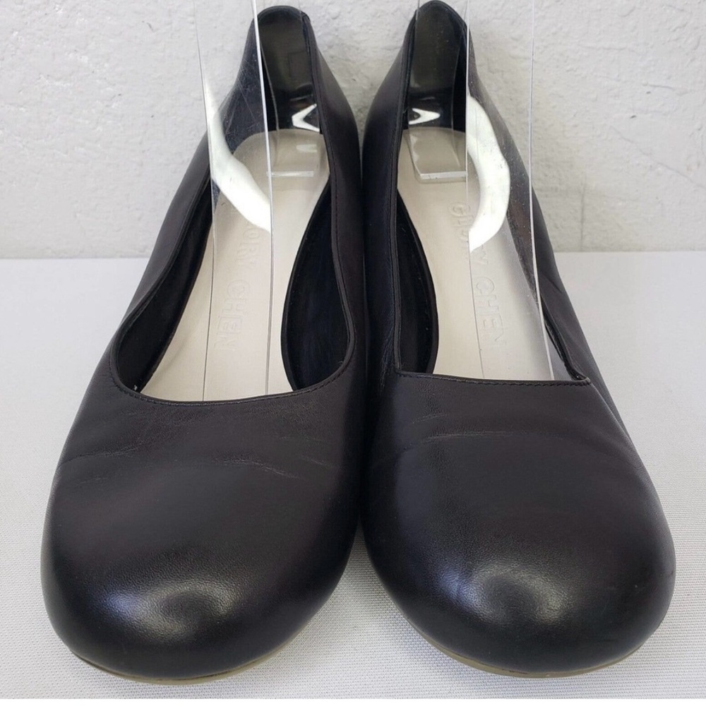 GLORY CHEN Layout_03 Black Leather Wedge Comfort Pumps Shoes. Reposh